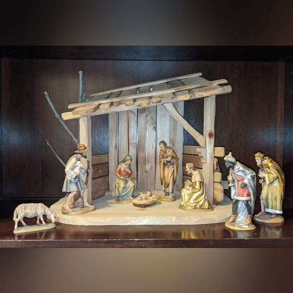 Anri Karl Kuolt 6" hand carved wooden nativity holy family kings shepherd sheep - Picture 1 of 7